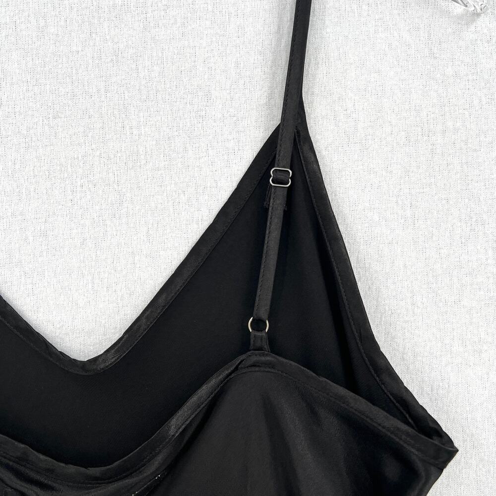 ENZA COSTA Dress Womens Medium 2 Black Satin Bias Slip Maxi Spaghetti Strap NEW - Picture 10 of 16